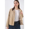 Kadın Cep Detaylı Kısa Ceket 5975 - Bisküvi
