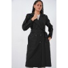Kadın Kruvaze Yaka Trençkot 5978 - Siyah