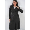 Kadın Kruvaze Yaka Trençkot 5978 - Siyah