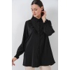 Kadın Fırfırlı Uzun Gömlek Tunik 5986 - Siyah