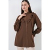 Kadın Fırfırlı Uzun Gömlek Tunik 5986 - Kahverengi