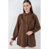 Kadın Fırfırlı Uzun Gömlek Tunik 5986 - Kahverengi