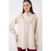 Kadın Fırfırlı Uzun Gömlek Tunik 5986 - Krem