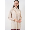 Kadın Fırfırlı Uzun Gömlek Tunik 5986 - Krem