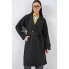 Kadın Kruvaze Yaka Trençkot 5987 - Siyah