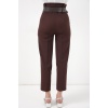 6556 Kemerli Kumaş Pantolon - Kahverengi