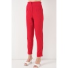 Kadın Kırmızı Yüksek Bel Kumaş Pantolon 6650