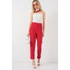 Kadın Kırmızı Yüksek Bel Kumaş Pantolon 6650