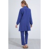 Kadın İndigo Örme Pantolon Tunik Alt Üst Takım 6654