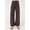 Kadın Bol Paça Yüksek Bel Palazzo Kot Pantolon 6656 - Kahverengi