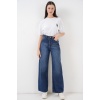 Kadın Bol Paça Yüksek Bel Palazzo Kot Pantolon 6656 - Lacivert