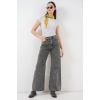 Kadın Bol Paça Yüksek Bel Palazzo Kot Pantolon 6656 - Gri