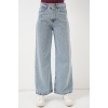 Kadın Bol Paça Yüksek Bel Palazzo Kot Pantolon 6656 - A.Mavi