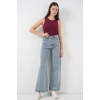 Kadın Bol Paça Yüksek Bel Palazzo Kot Pantolon 6656 - A.Mavi