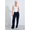 Kadın Lacivert Bol Paça Çımalı Pantolon 6662