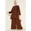 Kadın Kahverengi Tunik Pantolon Alt Üst Takım 6663