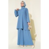 Kadın İndigo Tunik Pantolon Alt Üst Takım 6663