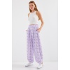 6665 Desenli Şalvar Pantolon - Lila
