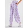 6665 Desenli Şalvar Pantolon - Lila