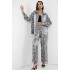6699 Leopar Desenli Alt Üst Takım - Gri