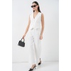 6709 Kadın Yelek Pantolon İkili Takım - B.Beyaz