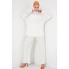 Kadın Örme Tesettür Alt Üst Takım 6711 - Beyaz