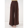 Kadın Geniş Paça Pileli Pantolon 6718 - Kahverengi