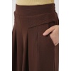 Kadın Geniş Paça Pileli Pantolon 6718 - Kahverengi