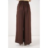 Kadın Geniş Paça Pileli Pantolon 6718 - Kahverengi