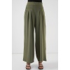 Kadın Geniş Paça Pileli Pantolon 6718 - Haki