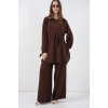 Kadın Uzun Tunik Pantolon İkili Takım 6719 - Kahverengi