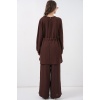Kadın Uzun Tunik Pantolon İkili Takım 6719 - Kahverengi