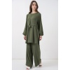 Kadın Uzun Tunik Pantolon İkili Takım 6719 - Haki