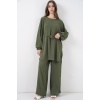 Kadın Uzun Tunik Pantolon İkili Takım 6719 - Haki