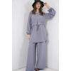 Kadın Uzun Tunik Pantolon İkili Takım 6719 - Gri