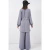 Kadın Uzun Tunik Pantolon İkili Takım 6719 - Gri