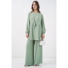 Kadın Uzun Tunik Pantolon İkili Takım 6719 - E.Yeşil