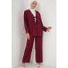 Kadın Keten Kimono İkili Takım 6727 - Bordo