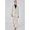 Kadın Keten Kimono İkili Takım 6727 - Ekru