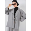 Kadın Keten Kimono İkili Takım 6727 - Gri