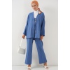 Kadın Keten Kimono İkili Takım 6727 - İndigo