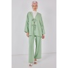 Kadın Keten Kimono İkili Takım 6727 - E.Yeşil