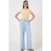 Kadın Geniş Paça Keten Pantolon 6735 - Mavi
