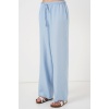 Kadın Geniş Paça Keten Pantolon 6735 - Mavi