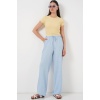 Kadın Geniş Paça Keten Pantolon 6735 - Mavi