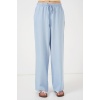 Kadın Geniş Paça Keten Pantolon 6735 - Mavi
