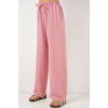 Kadın Geniş Paça Keten Pantolon 6735 - Pudra