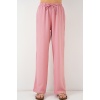 Kadın Geniş Paça Keten Pantolon 6735 - Pudra