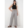 Kadın Geniş Paça Keten Pantolon 6735 - Gri