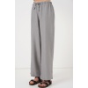 Kadın Geniş Paça Keten Pantolon 6735 - Gri
